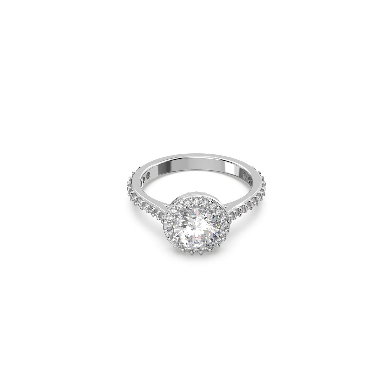 Deze hemelse cocktailring uit de Una Angelic-lijn is weer een schot in de roos. Het elegante ontwerp is voorzien van een schitterende heldere steen in het midden en voorzien van pav� op de rijen en op de band met rodium toplaag voor een dramatisch effect. De ring past overal bij en maakt elke look direct speciaal.