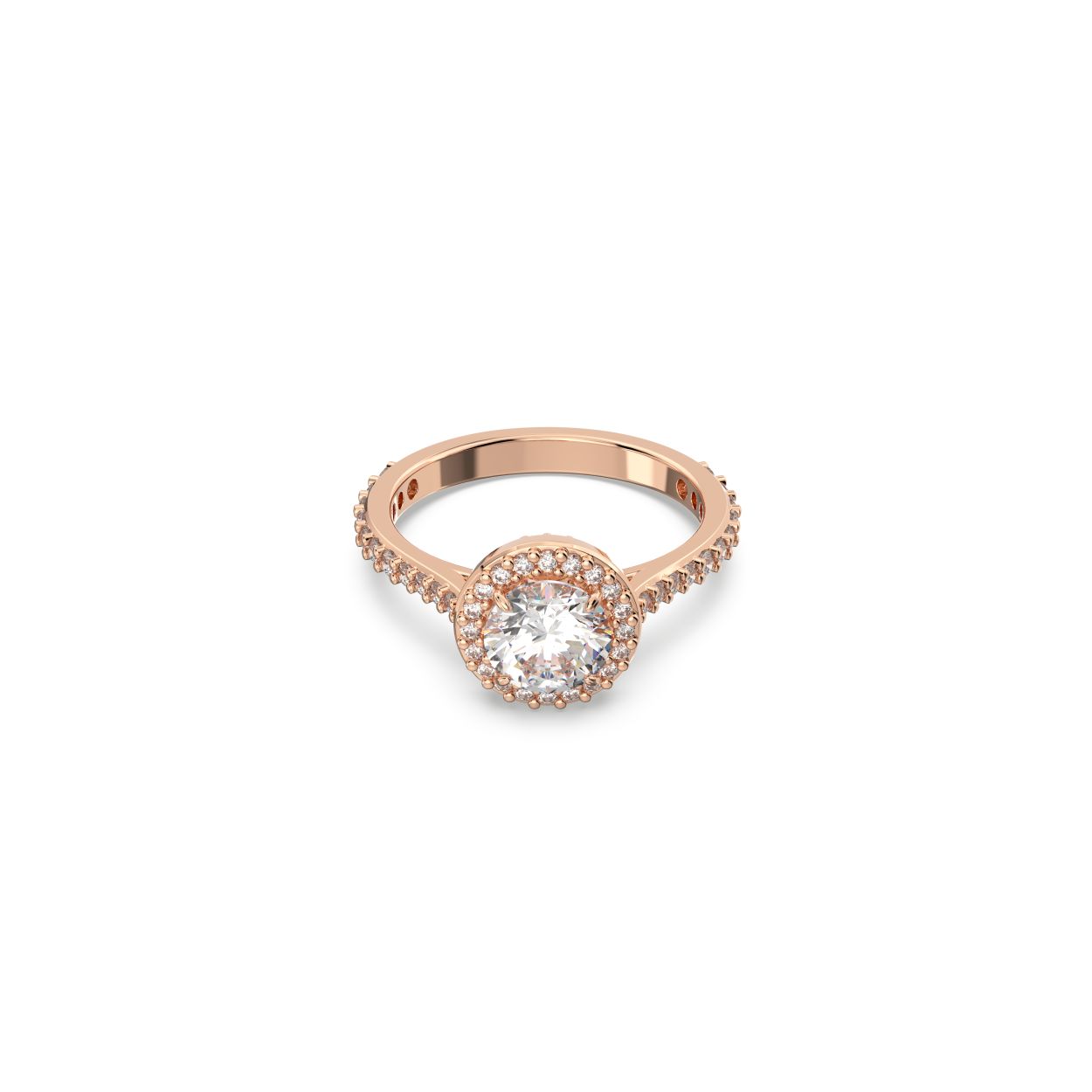 Deze hemelse cocktailring uit de Una Angelic-lijn is weer een schot in de roos. Het elegante ontwerp bevat een schitterende steen in het midden en is voorzien van pav� rondom de steen, op de rijen en op de band met ros�goudkleurige toplaag voor een dramatisch effect. De ring past overal bij en maakt elke look direct speciaal.