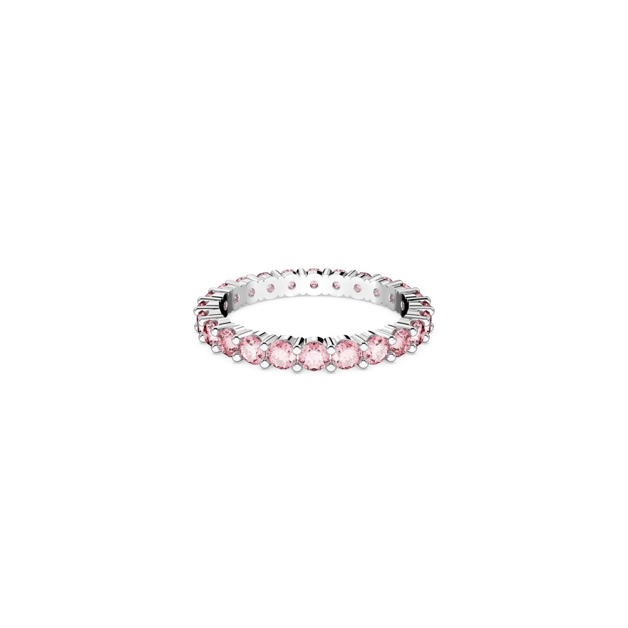Deze speelse ring is ontworpen met levendigheid als uitgangspunt. Het all-around ontwerp is voorzien van een rhodium toplaag en opvallende stenen in een paarsroze kleur. Combineer met andere sieraden uit de Matrix Vittore-lijn en creeer uw eigen regenboog.