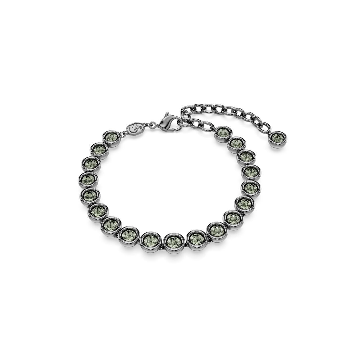 Deze aantrekkelijke Imber-tennisarmband combineert een diep kleurenpalet met vakkundig facetgeslepen kristallen. Het ontwerp met ruthenium toplaag bestaat uit een complete streng vol rondgeslepen zwarte kristallen in een dikke bezelzetting met een karabijnsluiting. Een ideale keuze voor een casual styling of een avondoutfit.
