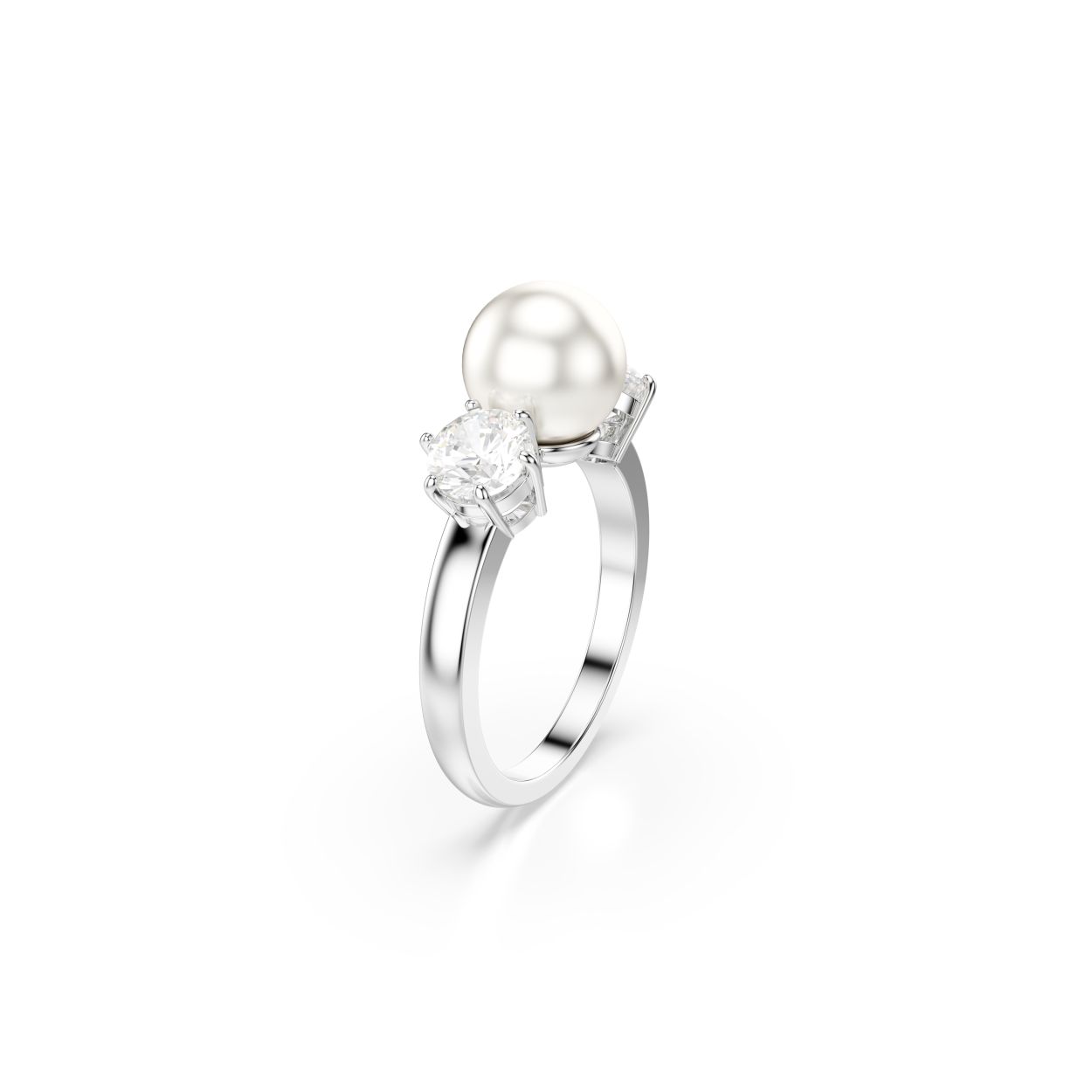 Matrix ring, Crystal Pearl, Ronde slijpvorm, Wit, Rodium toplaag