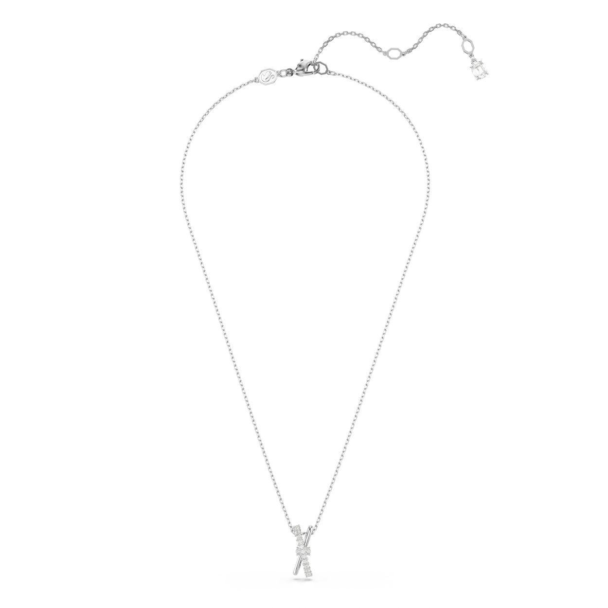 Een prachtig voorbeeld van de savoir-faire van Swarovski is deze betoverende Hyperbola-hanger die bestaat uit twee banden met rhodium toplaag, waarvan een is bezet met heldere Swarovski Zirkonia in een klauwzetting. Voor maximale schittering is er in het midden een enkele Swarovski Zirkonia in Oval-slijpvorm gezet. Een fantastisch sieraad dat een prachtige combinatie vormt met een bijpassende armband.