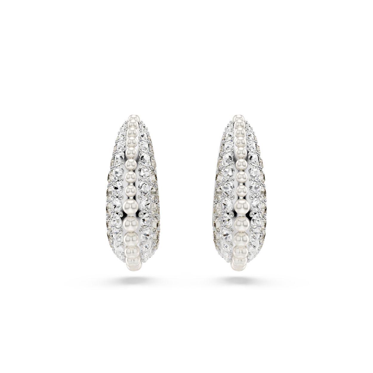 Sublima Oorhangers, Crystal Pearl, Ronde slijpvorm, Wit, Rodium toplaag