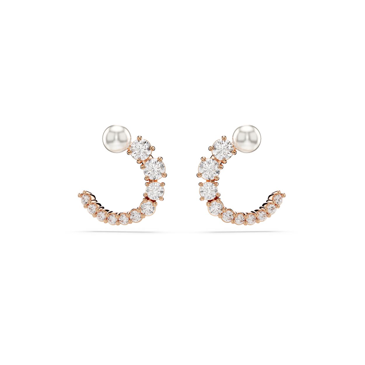 Matrix ringoorbellen, Crystal Pearl, Ronde slijpvorm, Wit, Ros�goudkleurige toplaag