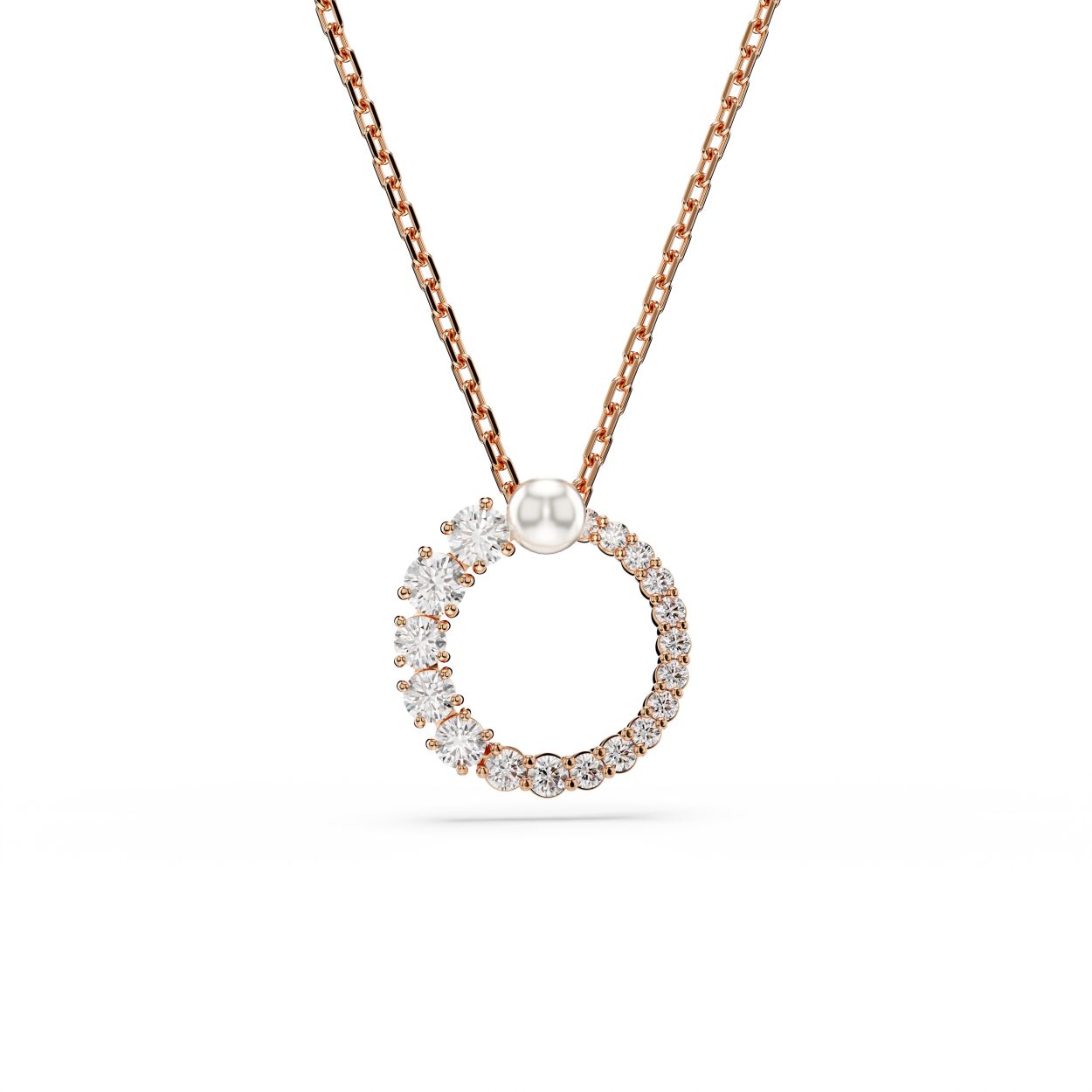 Matrix hanger, Crystal Pearl, Ronde slijpvorm, Wit, Ros�goudkleurige toplaag