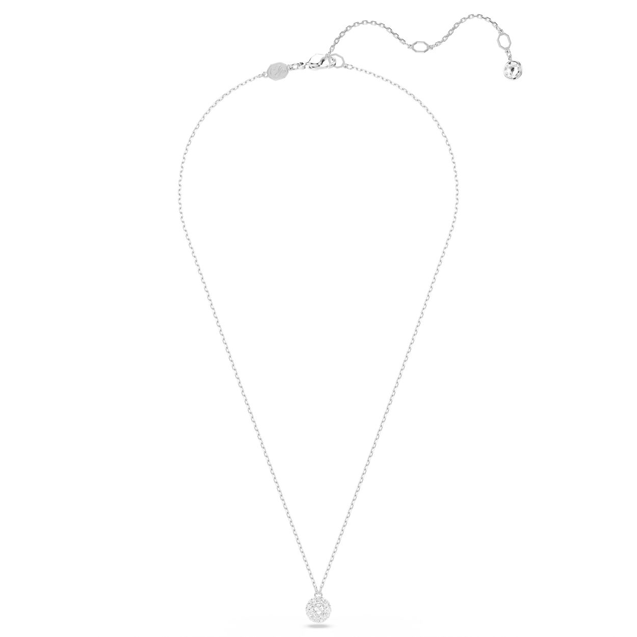 Deze hanger met rhodium toplaag glinstert als een verre planeet aan de nachtelijke hemel. Op de 3D-bol schittert een pavé van heldere kristallen. Het hangt aan een elegante ketting met een karabijnsluiting en is een oogverblindend sieraad om los te dragen of in combinatie met andere fantasierijke Dextera-stukken.