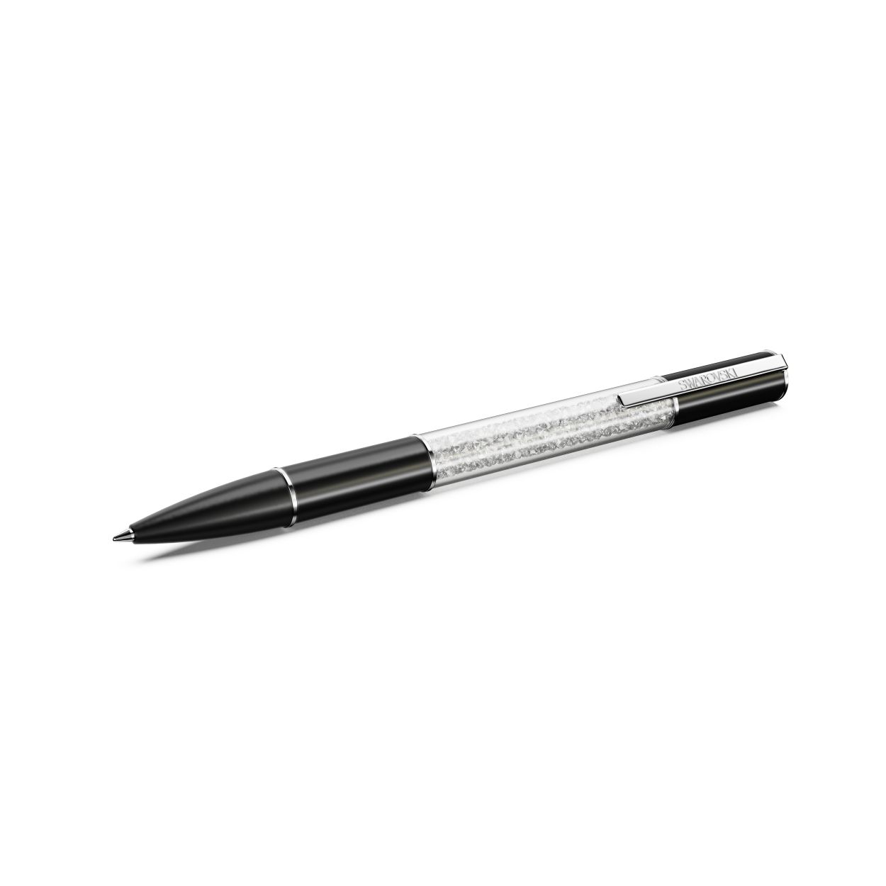 De Crystalline Lustre-balpen combineert creativiteit met luxe. Dit opvallende schrijfinstrument heeft een ronde zwarte huls en verchroomde accenten, waaronder een functionele clip waarin de naam Swarovski is gegraveerd. In het midden is dit opvallende ontwerp verfraaid met ongeveer 480 glinsterende kristallen, die stuk voor stuk minutieus zijn toegevoegd met behulp van de iconische Crystalline-techniek. Een opvallende verschijning op uw bureau of een bijzonder cadeau voor de schrijvers in uw leven.