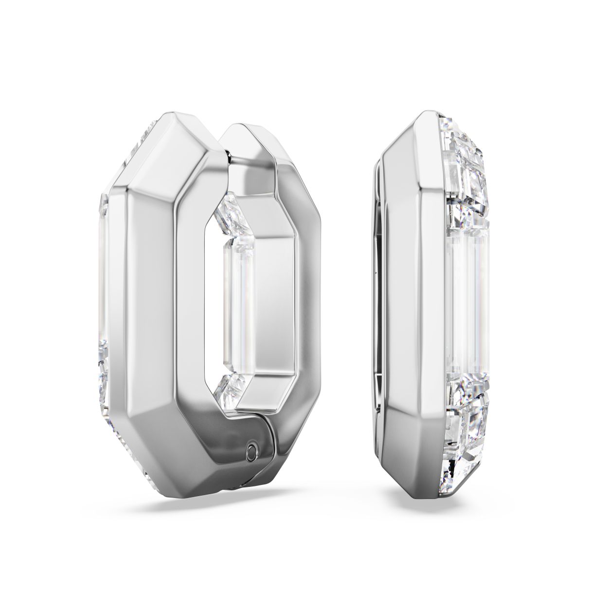 Deze fascinerende mini ringoorbellen zijn een prachtig voorbeeld van Swarovski’s meesterlijke kleurgebruik. De kristallen ringen zijn voorzien van een discrete sluiting en een gebruiksvriendelijk scharniermechanisme. Een opvallend grafisch stuk met een sportief luxe randje.