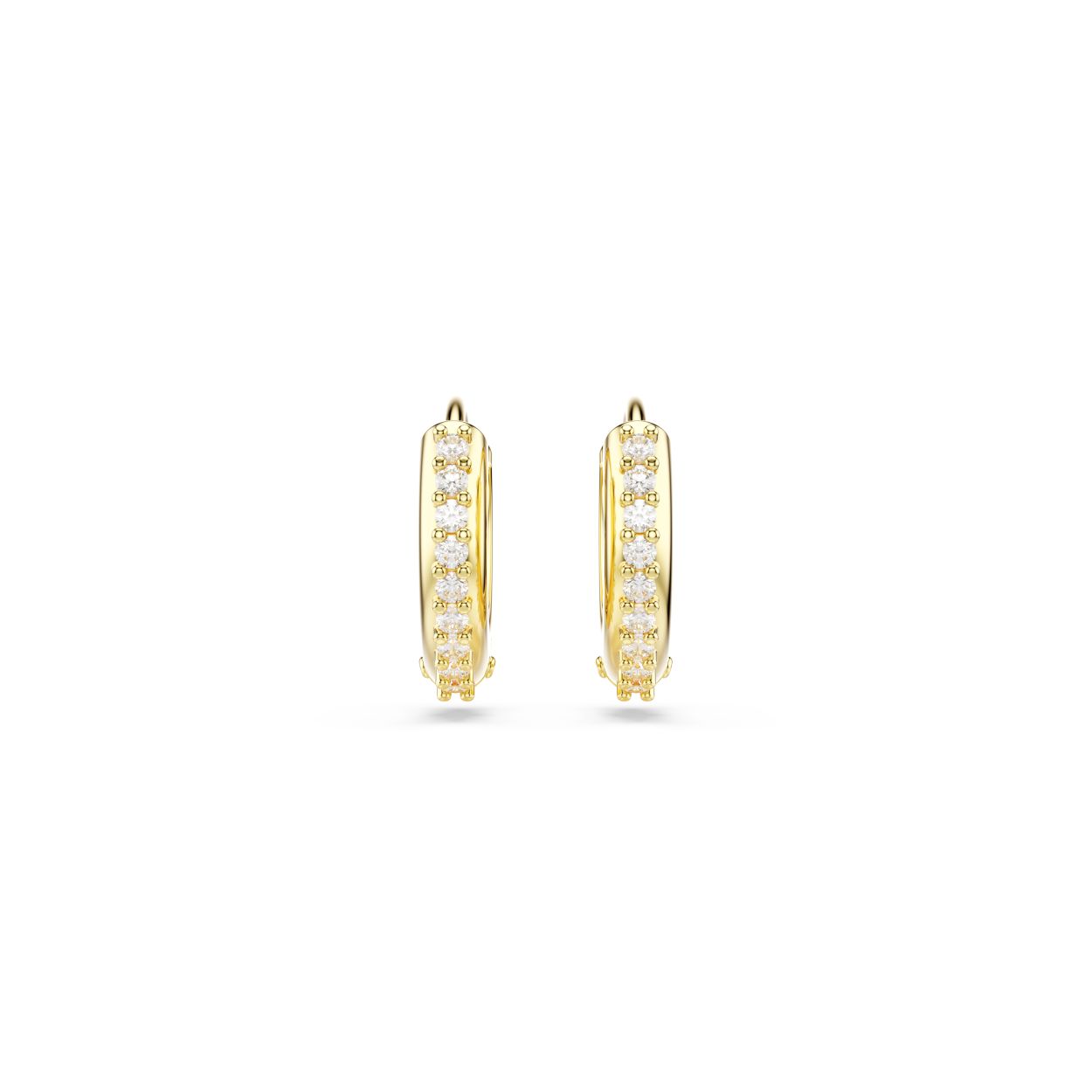 Breng uw stijl tot leven met deze glinsterende mini-oorringen. De oorstekers hebben een goudkleurige toplaag en de buitenkant is bezet met heldere Swarovski Zirkonia in klauwzetting. Een eenvoudige manier om uw look direct te laten stralen.
