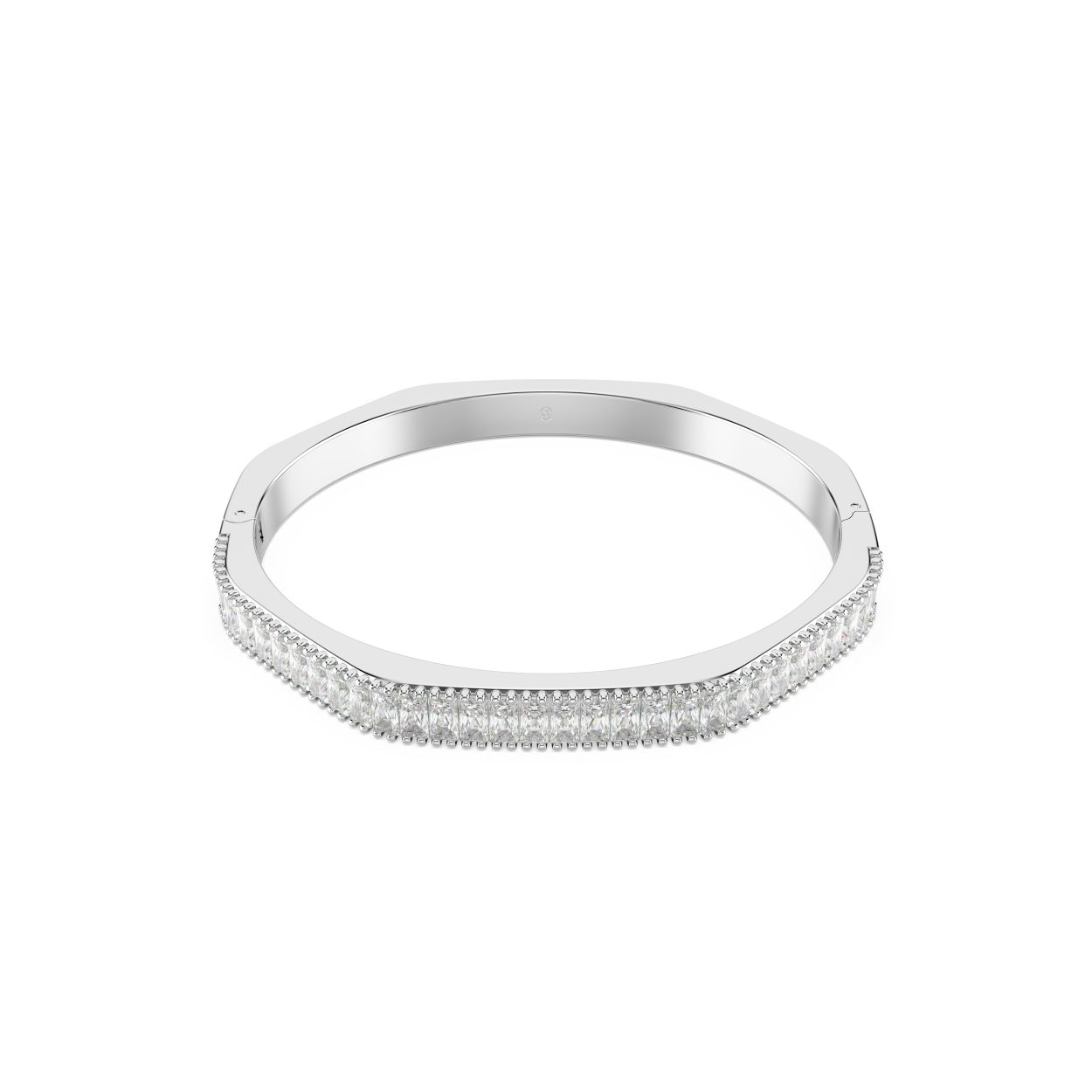 Geef uw dagelijkse look extra pit met deze Matrix-armband met scharnier. Het ontwerp met rhodium toplaag heeft de kenmerkende achthoekige vorm van Swarovski en is prachtig versierd met heldere Swarovski Zirkonia in Baguette-slijpvorm in een verticale zetting. Perfect om te combineren met bijpassende Matrix-armbanden, voor een stralende look waarmee u uw elegantie kunt laten zien.