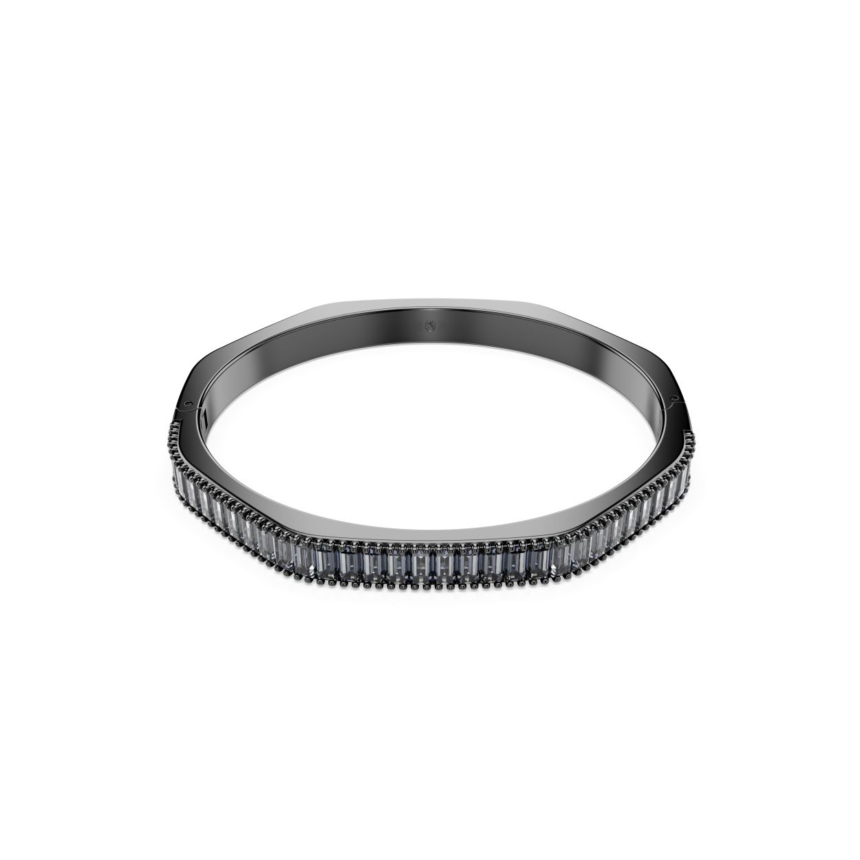 Zet uw alledaagse look extra kracht bij met deze intens schitterende Matrix-armband. Het ontwerp met ruthenium toplaag heeft de kenmerkende achthoekige vorm van Swarovski en is bezet met grijze Swarovski Zirkonia in Baguette-slijpvorm in verticaal geplaatste zetting. Perfect om te combineren met bijpassende Matrix-armbanden waarbij de diepe kleur uw meest elegante kant laat zien.