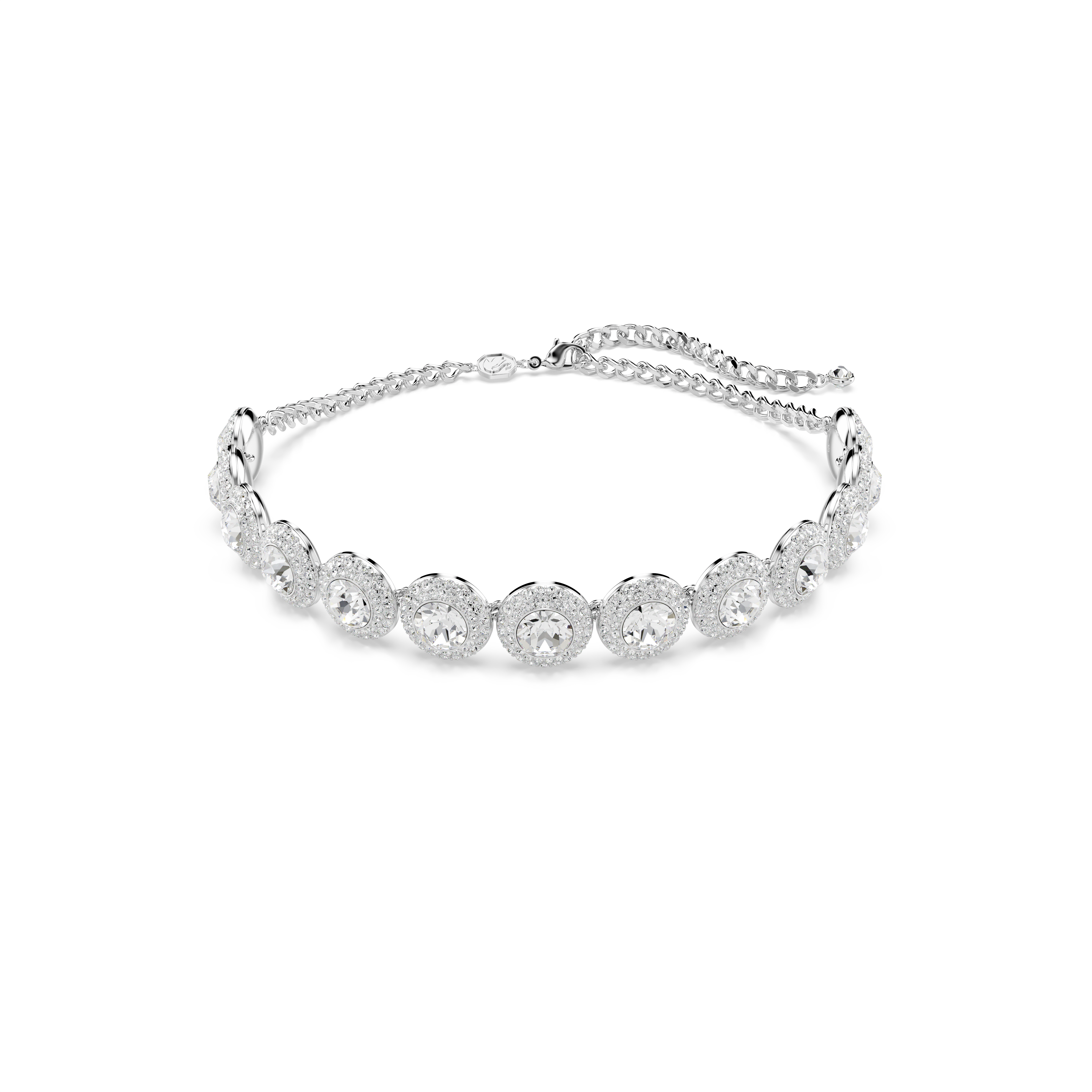 Druk de elegante kant van uw stijl uit met deze choker met rhodium toplaag. De ketting heeft een karabijnsluiting en is versierd met glinsterende engelmotieven, wat zorgt voor een betekenisvolle look van sereniteit en verfijning. Combineer hem met andere Una Angelic-sieraden om uw outfit op elkaar af te stemmen.