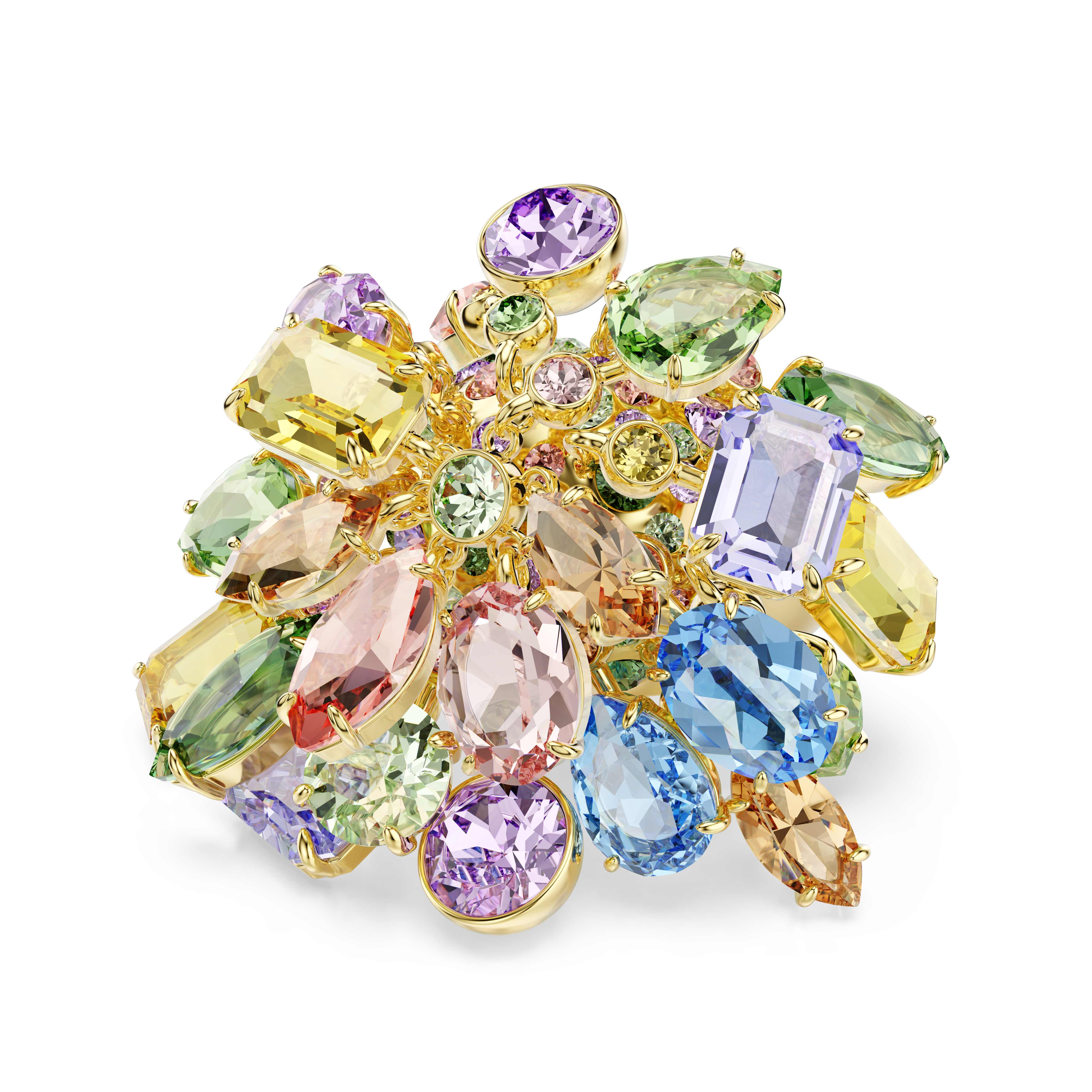 Dramatisch, levendig en vol verrassingen. Deze statement Gema-ring geeft blijk van het beste van Swarovski&rsquo;s kleurcreatie en precisieslijpwerk. Het ontwerp met 18k gouden afwerking is voorzien van een spectrum aan bungelende kristallen in verschillende vormen en vreugdevolle tinten, wat een prachtig regenboogeffect cre&euml;ert om uw stijl op speelse dagen te benadrukken.

Artikelnr.: 5753503
Collectie:  Gema
Materiaal:  Kristallen, 18k gouden afwerking, ReCreated&trade; Crystals
Kleur:  Meerkleurig