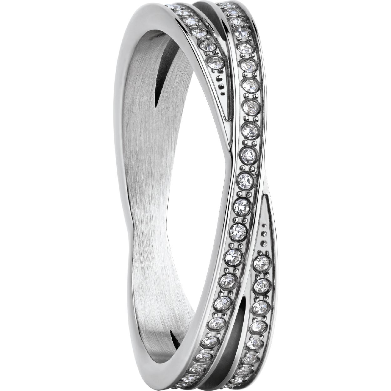 Dit is een prachtige ring van het merk Bering. Dit sieraad is gemaakt van edelstaal. Daarnaast bevat dit sieraad swarovski elementen De maat is: 68