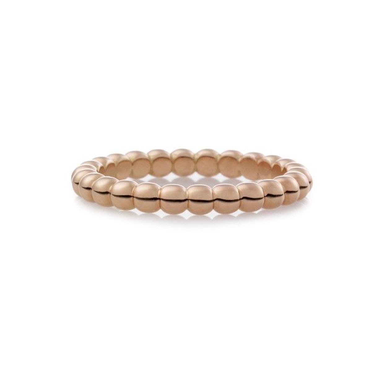 Een 18 krt roségouden ring Bron model Stax, balletjes motief 2,8mm.