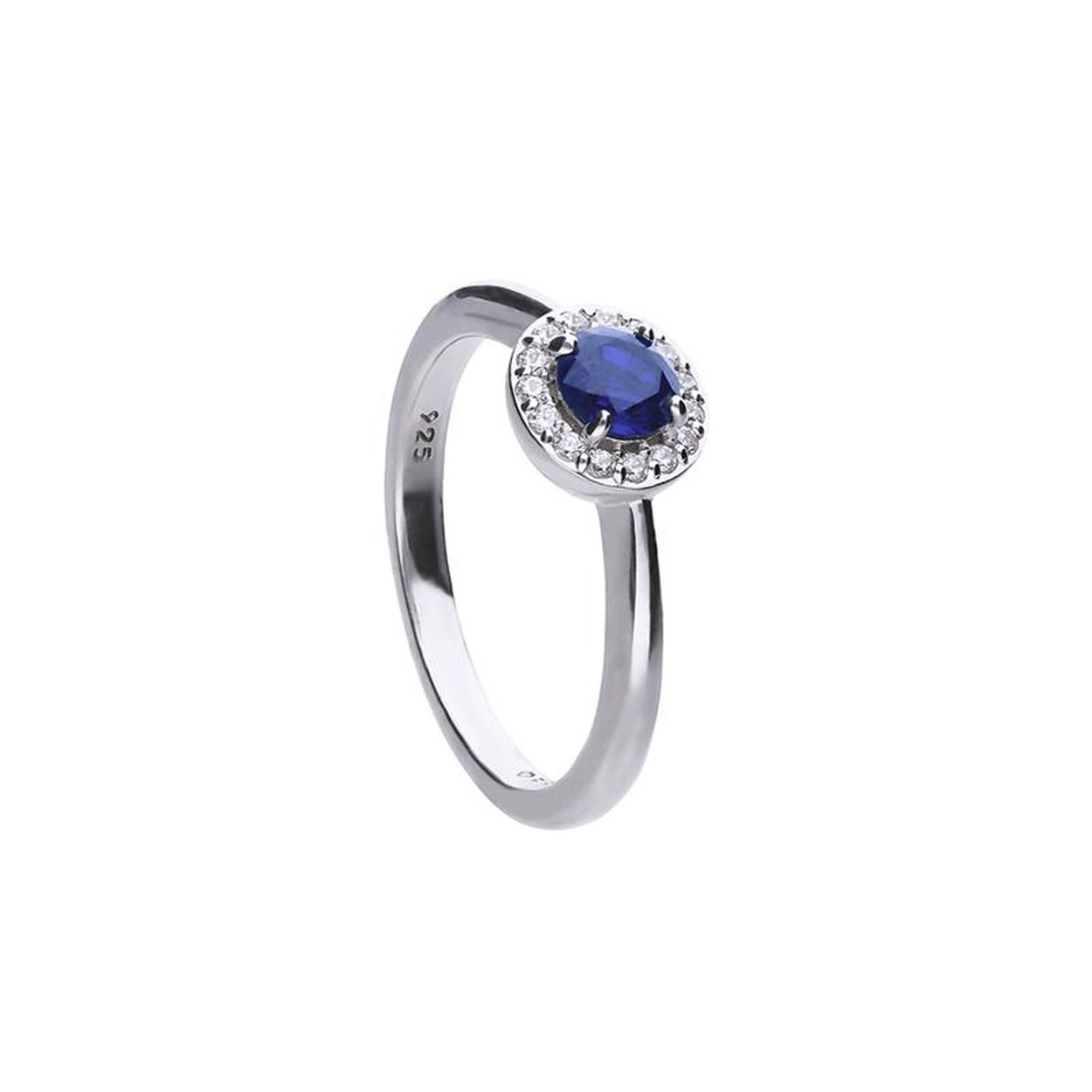 zilveren ring Diamonfire met zirkonia's.
In het midden van de ring zit een blauwe zirkonia.