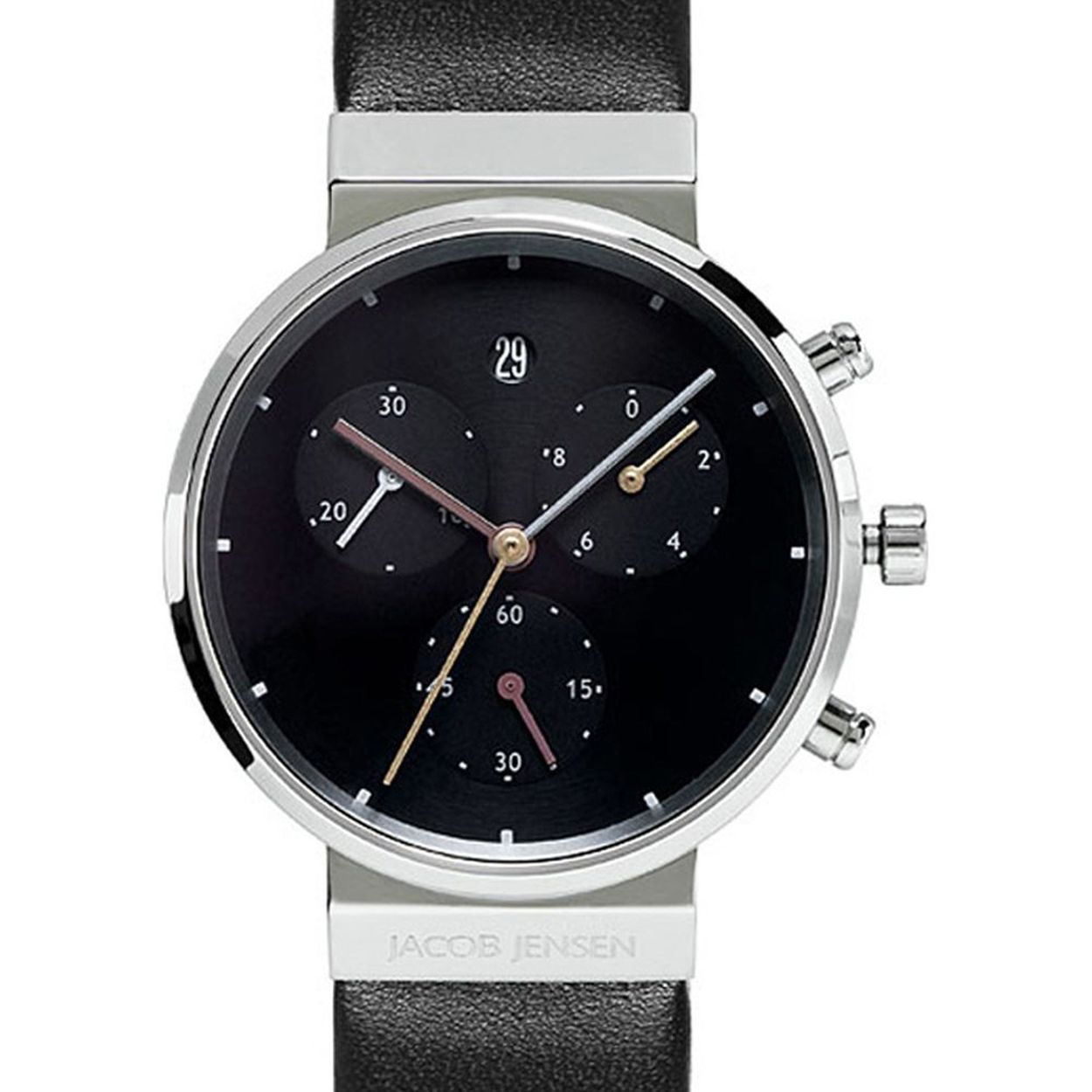 Chrono met datum saffier glas en leren band