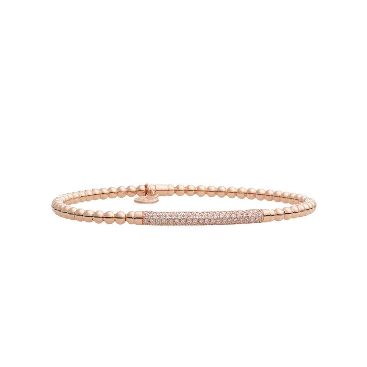Eindeloos (want zonder sluiting), dat zijn onze Reflex armbanden. De gouden elementjes worden onderbroken door een element met 3 rijtjes diamant.