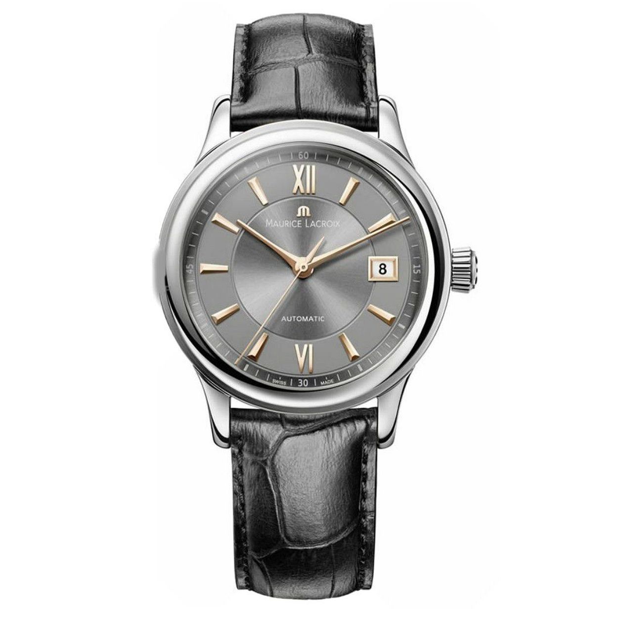 Maurice Lacroix Les Classiques Datum automatisch. Kastdiameter 38 mm. Roestvrij staal. Waterbestendig 3 ATM. Saffierglas. Met datumaanduiding.