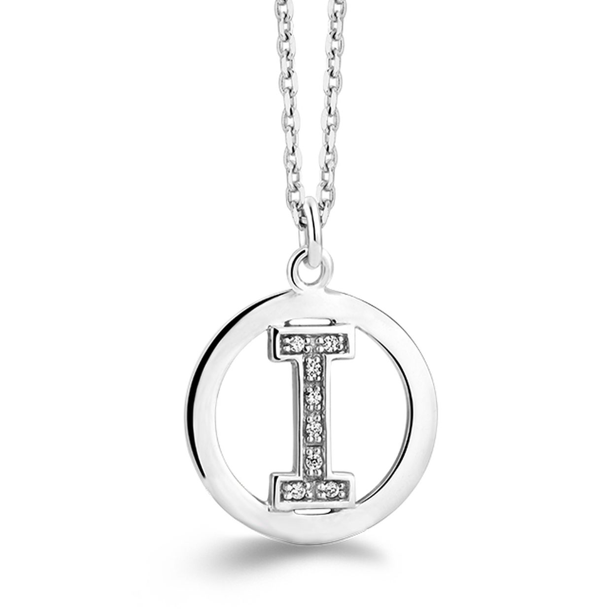 Zilver Rosa di Luca letter I met zirkonia’s met collier