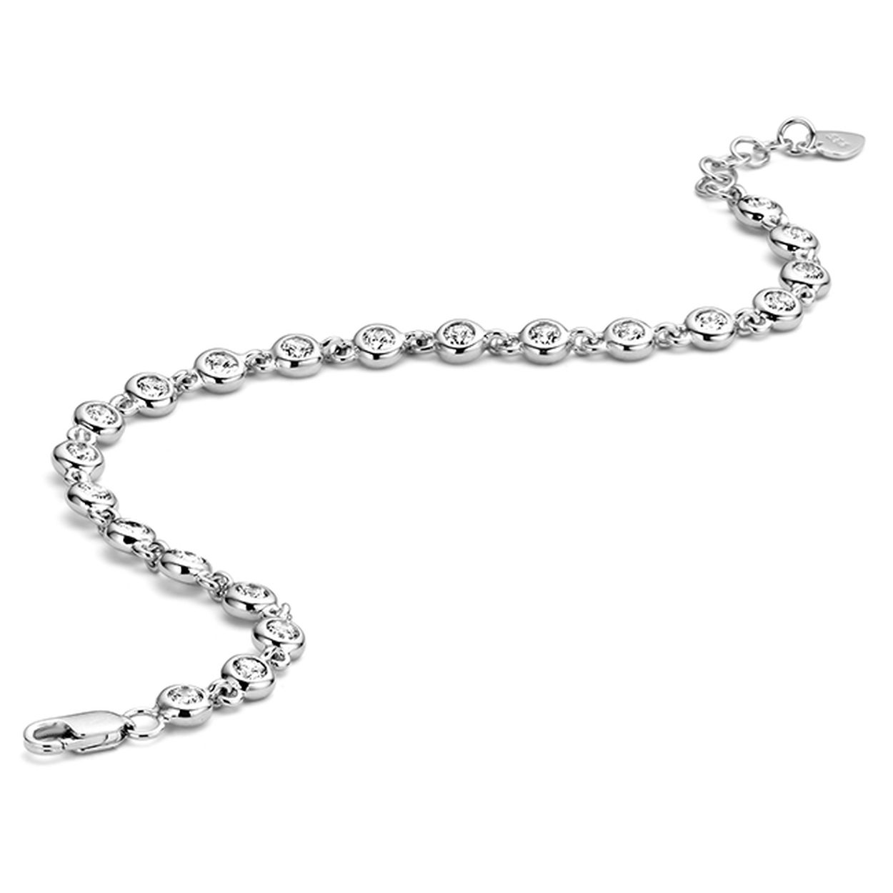 Rosa di Luca zilver tennis armband 18 + 2 cm