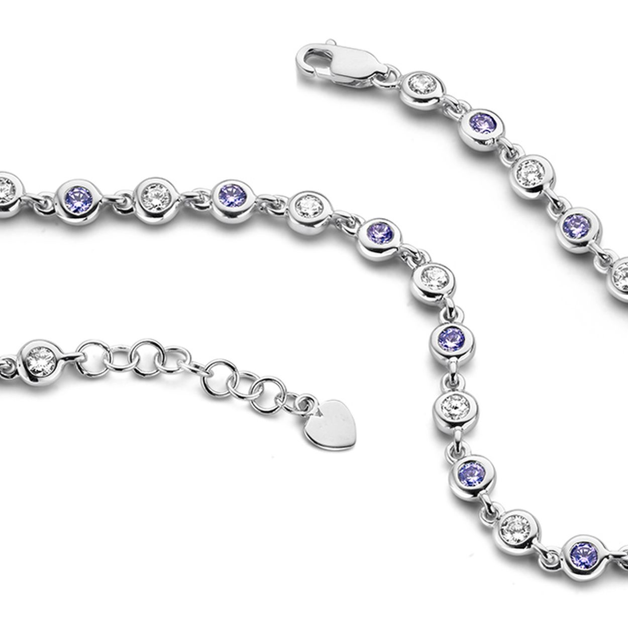 Armband met Blauwe en witte zirkonia&rsquo;s rond gezet