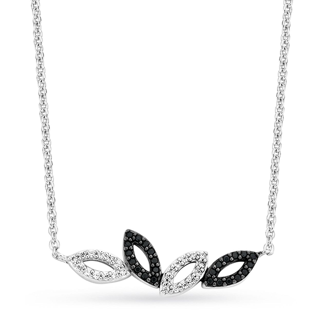 Rosa di luca zilveren choker hanger zwart wit zirkonia