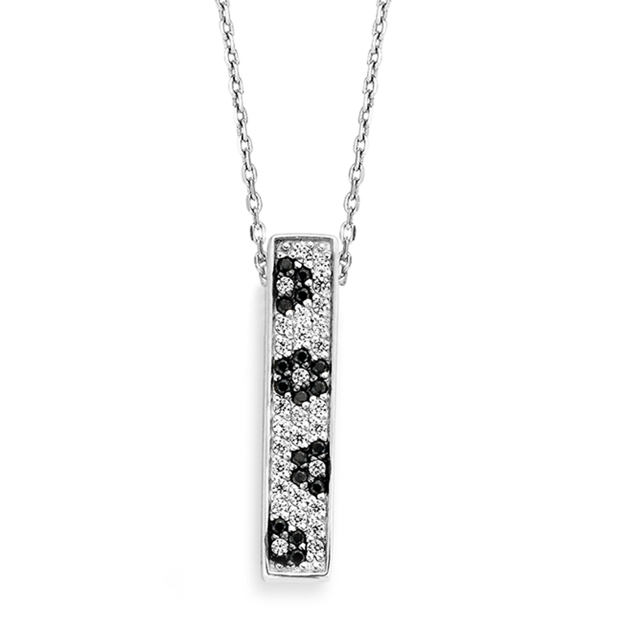collier met hanger, bloem vorm zwarte zirkonia