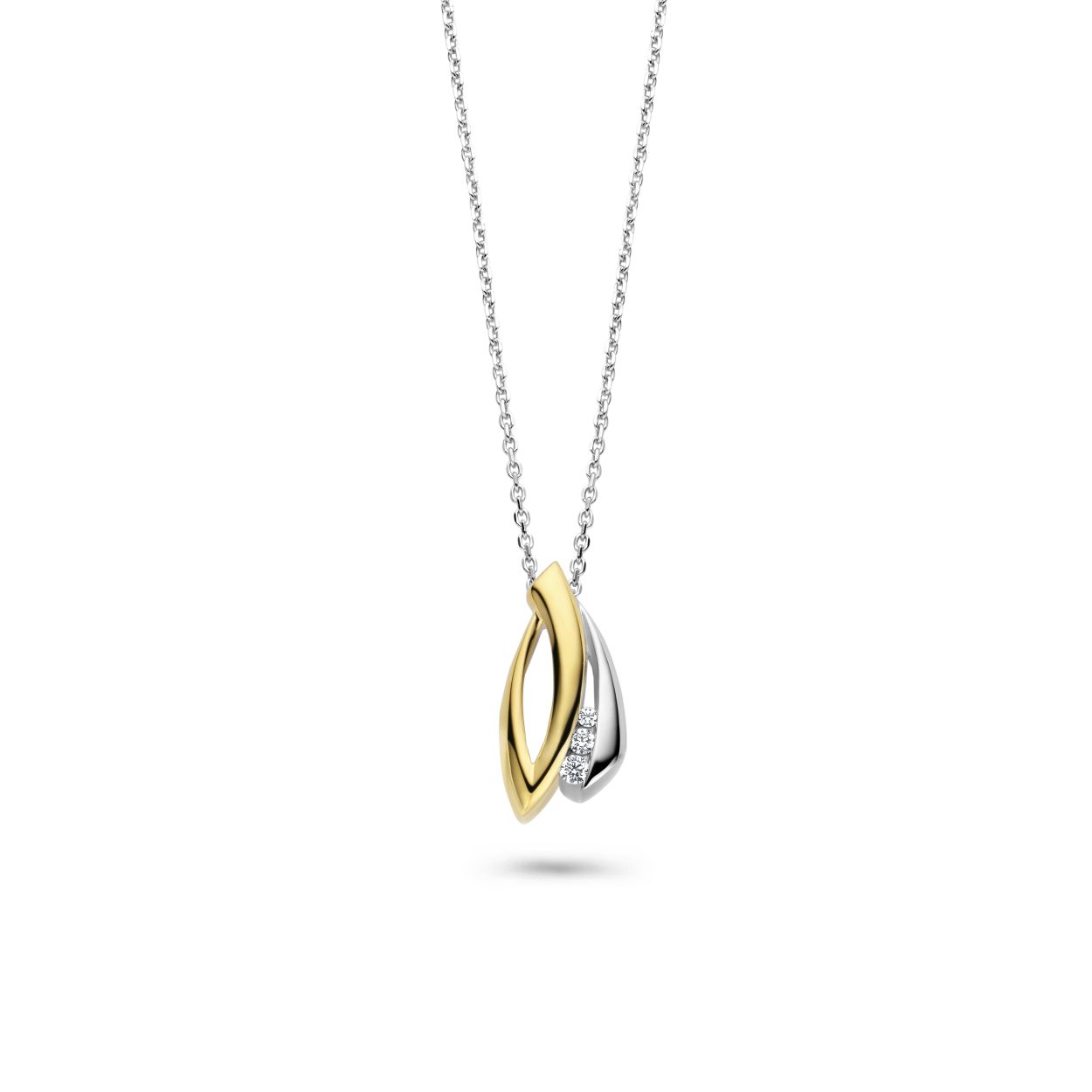 Rosa di Luca zilveren/verguld hanger witte zirkonia met collier