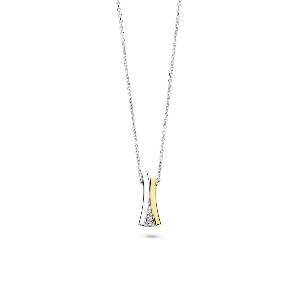 Rosa di Luca zilveren/verguld hanger witte zirkonia met collier