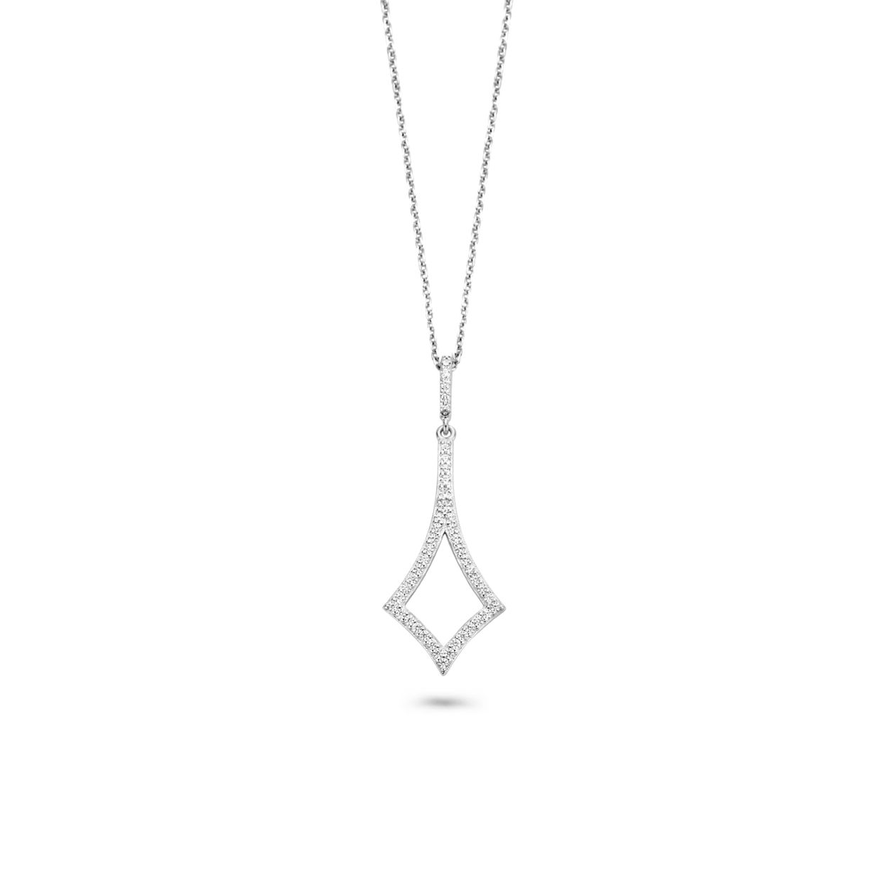 Rosa di Luca zilveren hanger witte zirkonia met collier