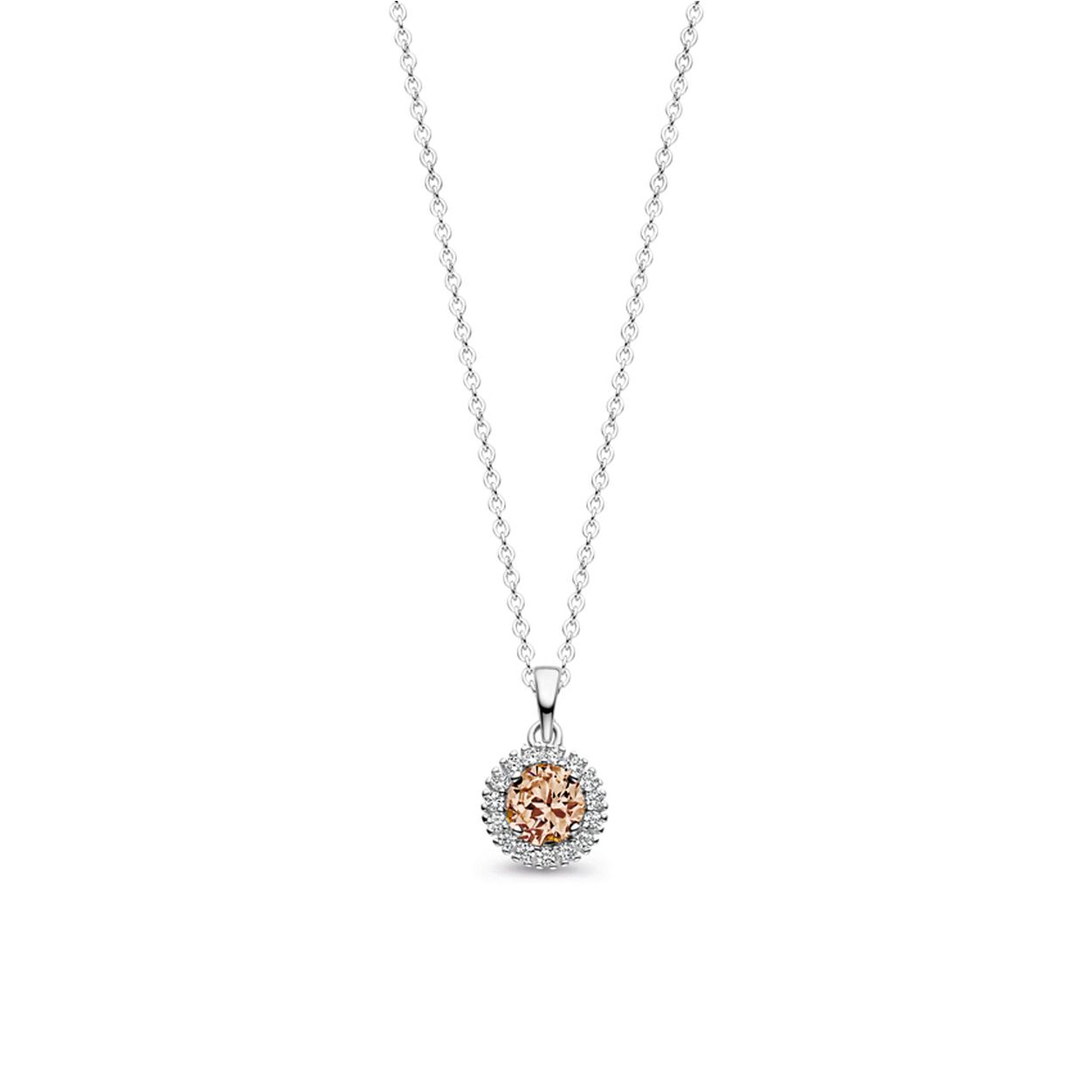 Rosa di Luca zilveren hanger zirkonia champagne met collier