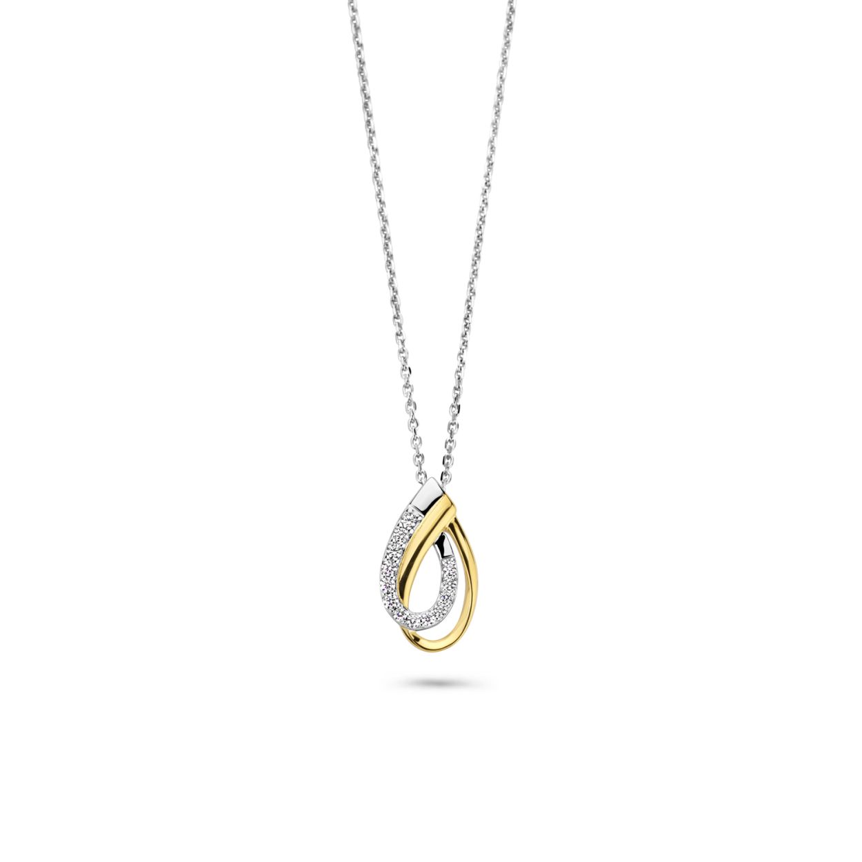 Rosa di Luca zilveren/verguld hanger witte zirkonia met collier
