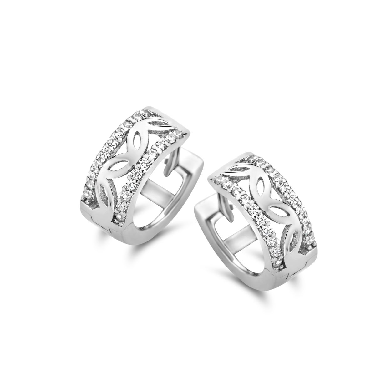 Rosa di Luca zilveren creool witte zirkonia