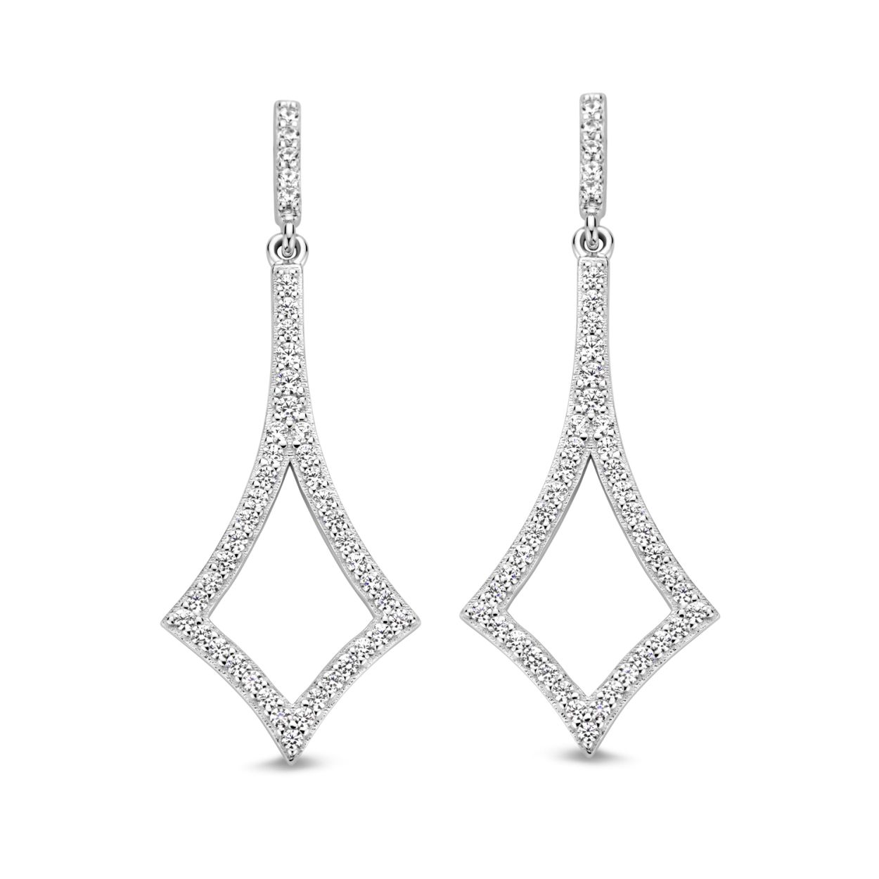 ZILVER ROSA DI LUCA OORKNOP/HANGERS MET ZIRKONIA'S