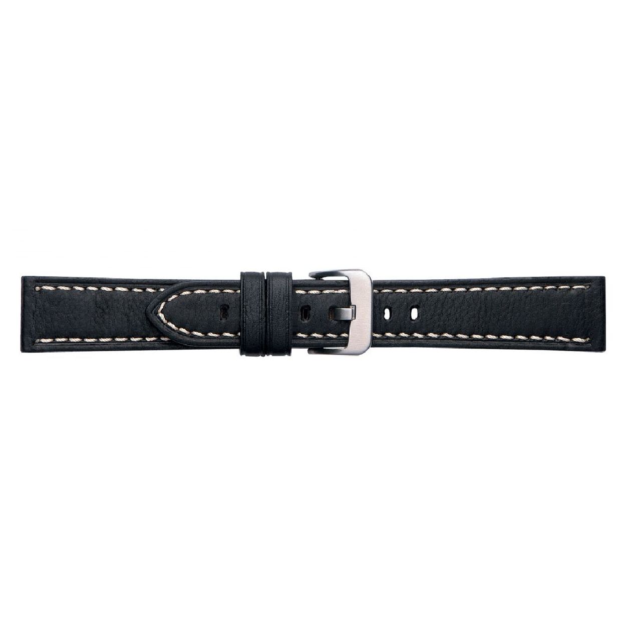 Een mooie horlogeband van het merk Condor gemaakt van leer. De kleur van deze horlogeband is zwart. De breedte is 24mm.