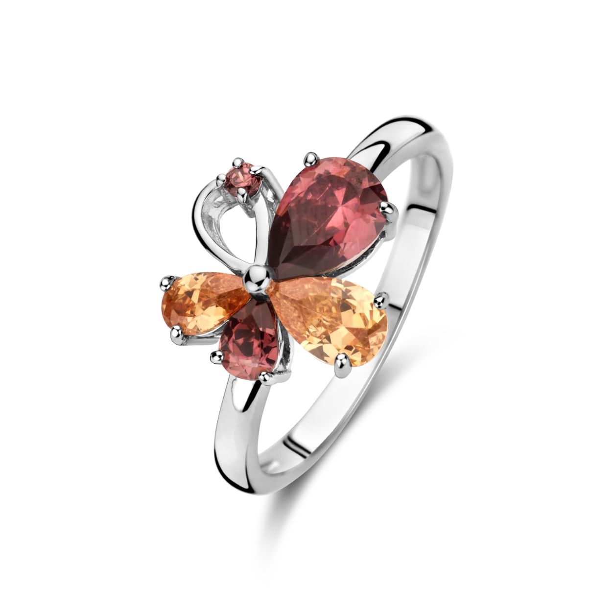 Rosa di Luca zilveren ring rodoliet champagne zirkonia