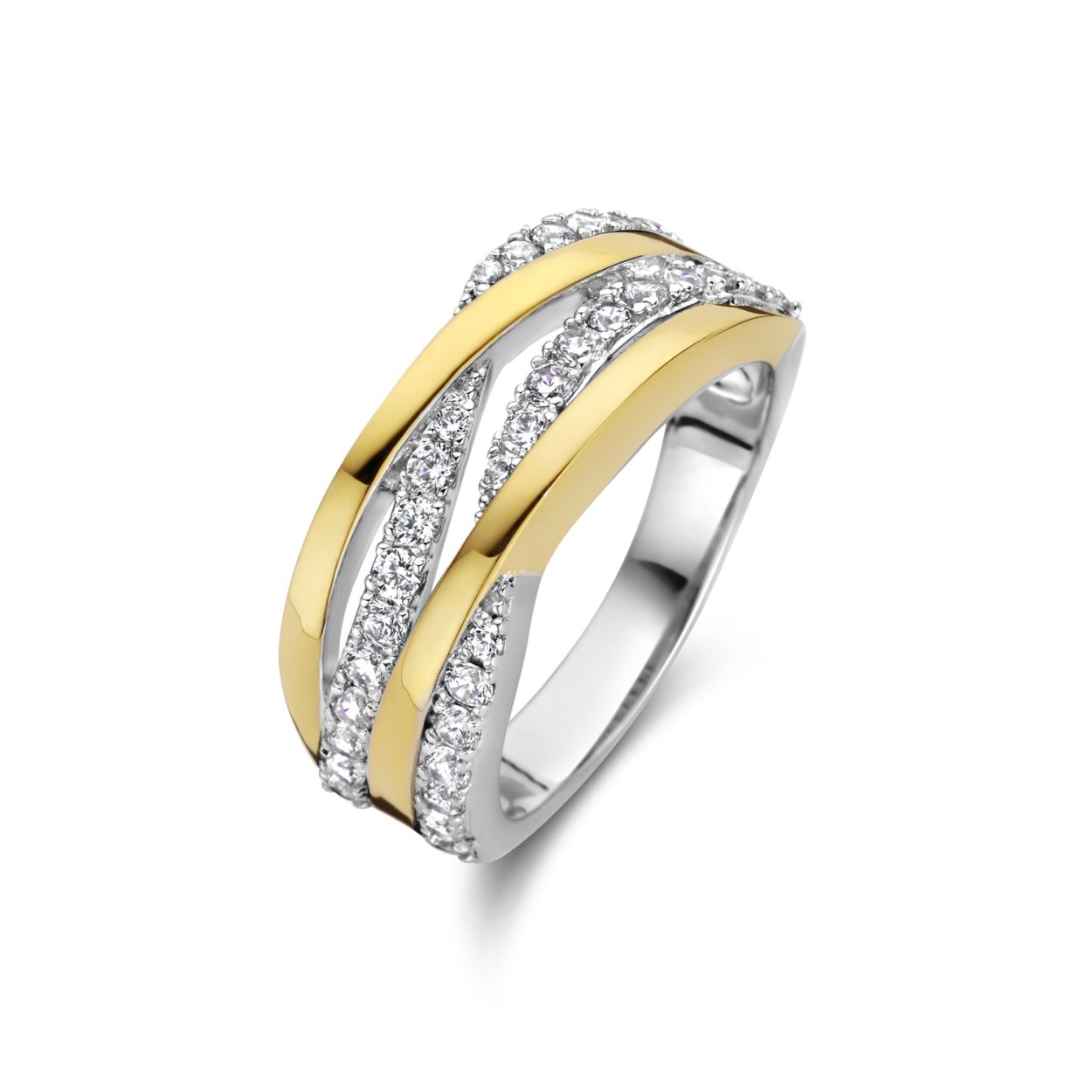 Rosa di Luca zilveren/verguld ring witte zirkonia