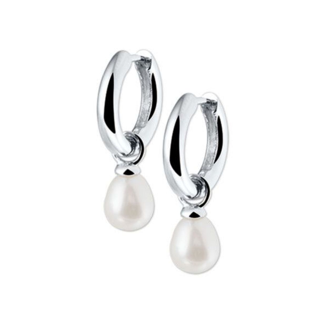 Zilver klapoorringen parel