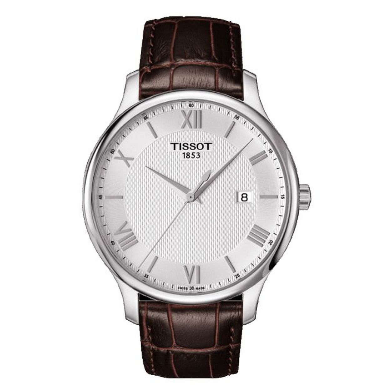 De Tissot T-Classic Tradition T0636101603800 is een elegante polshorloge met een ronde, zilverkleurige kast van roestvrij staal en saffierglas. Het beschikt over een analoge weergave, een quartz uurwerk, en een datumfunctie. Het bruine leren bandje voegt een klassieke touch toe. Perfect voor formele gelegenheden of zakelijke bijeenkomsten, waar verfijnde stijl gewenst is.