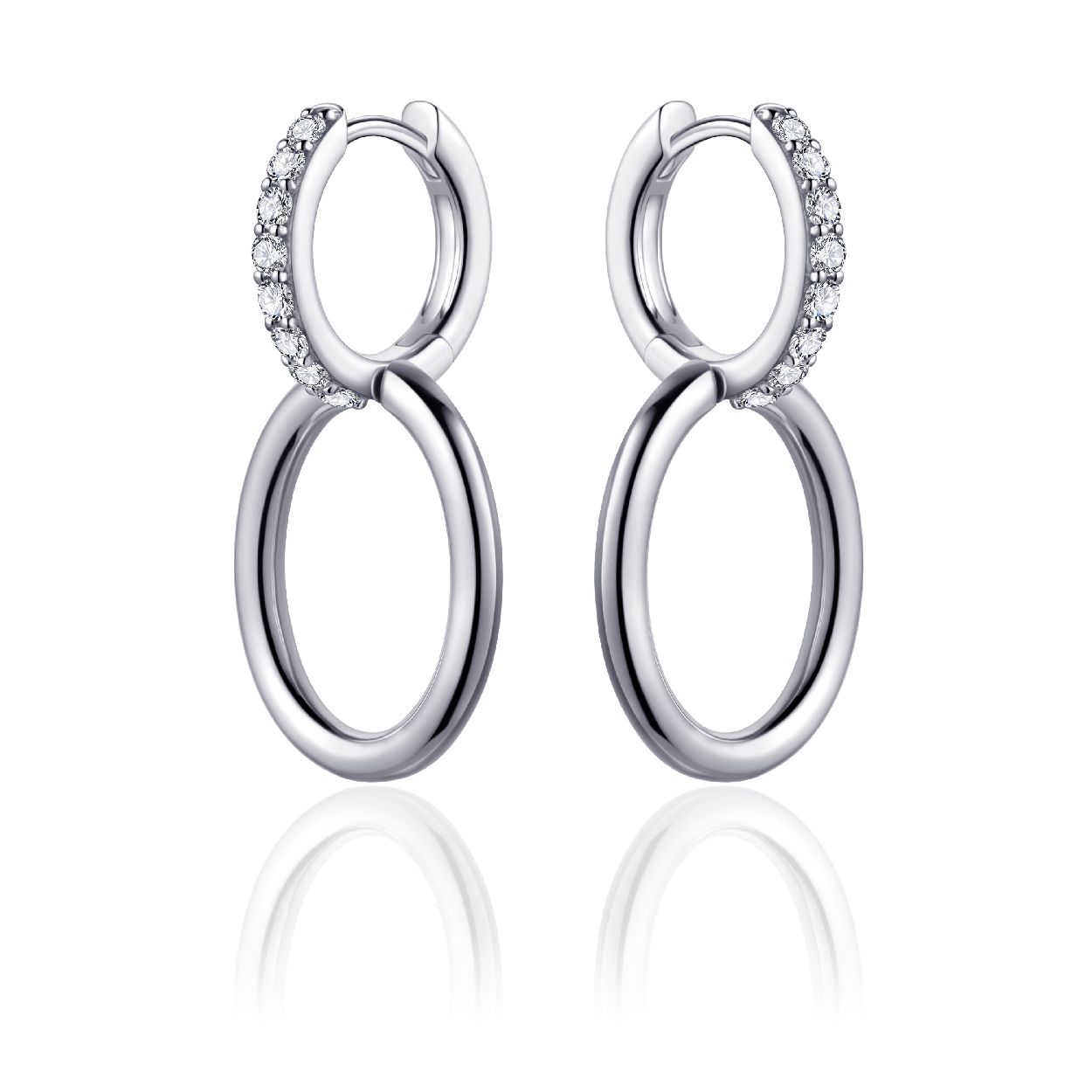 ZILVER KLAPCREOOL MET OVAAL HANGER EN GEZET MET ZIRCONIA