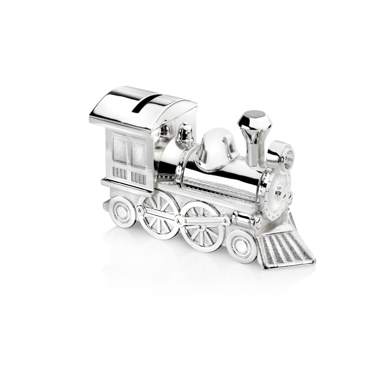 Mooie spaarpot van Zilverstad in de vorm van een ouderwetse locomotief. Afmetingen zijn 15.5x5.5x8 centimeter.