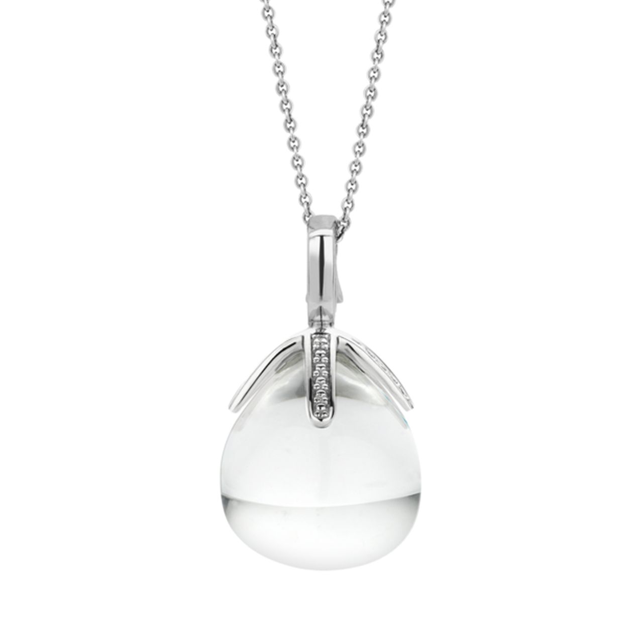 Elegantie en a touch of spice komen samen in deze prachtige hanger. Het sieraad bestaat uit een  roosknop van wit kleurig kristal en zilver. Draag het sieraad alleen voor een fijne vrouwelijke look of maak een statement door deze te combineren met de bijpassende armband en oorbellen. Deze geweldige zomerkleuren maken je look helemaal af en door de goudsmid standaard is het sieraad van hoge kwaliteit waardoor deze jaren meegaat. Het pure zilver is gerhodineerd voor een mooie glans en extra bescherming. De hanger wordt geleverd met een heel fijn colliertje. TI SENTO - Milano juwelen hebben een tijdloze stijl en een flinke snuf spice. Milanese meeslependheid met verborgen details. Verfijnd en spannend. Gevoelig met allure. TI SENTO - Milano sieraden schreeuwen niet maar ze fluisteren het van de daken.