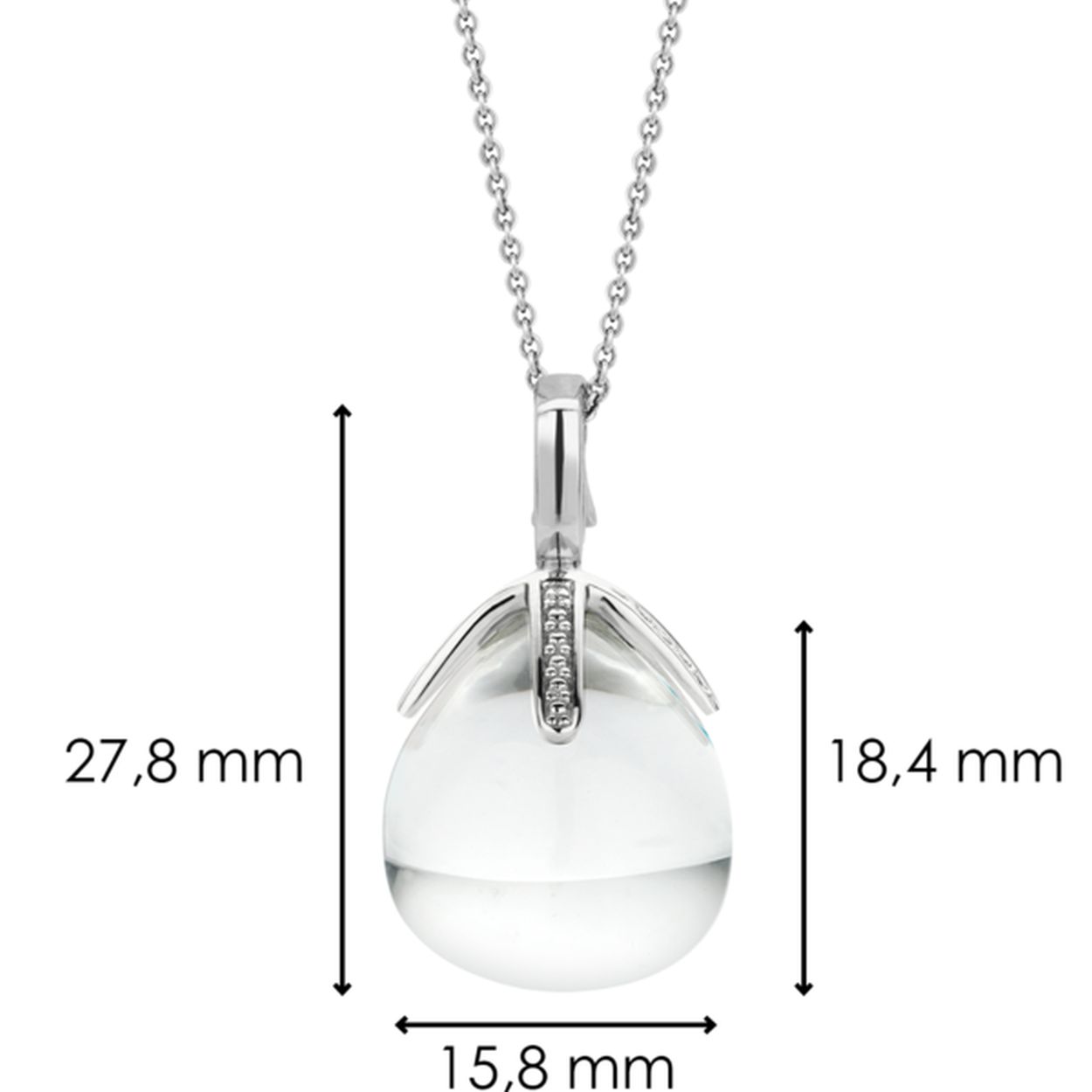 Elegantie en a touch of spice komen samen in deze prachtige hanger. Het sieraad bestaat uit een  roosknop van wit kleurig kristal en zilver. Draag het sieraad alleen voor een fijne vrouwelijke look of maak een statement door deze te combineren met de bijpassende armband en oorbellen. Deze geweldige zomerkleuren maken je look helemaal af en door de goudsmid standaard is het sieraad van hoge kwaliteit waardoor deze jaren meegaat. Het pure zilver is gerhodineerd voor een mooie glans en extra bescherming. De hanger wordt geleverd met een heel fijn colliertje. TI SENTO - Milano juwelen hebben een tijdloze stijl en een flinke snuf spice. Milanese meeslependheid met verborgen details. Verfijnd en spannend. Gevoelig met allure. TI SENTO - Milano sieraden schreeuwen niet maar ze fluisteren het van de daken.
