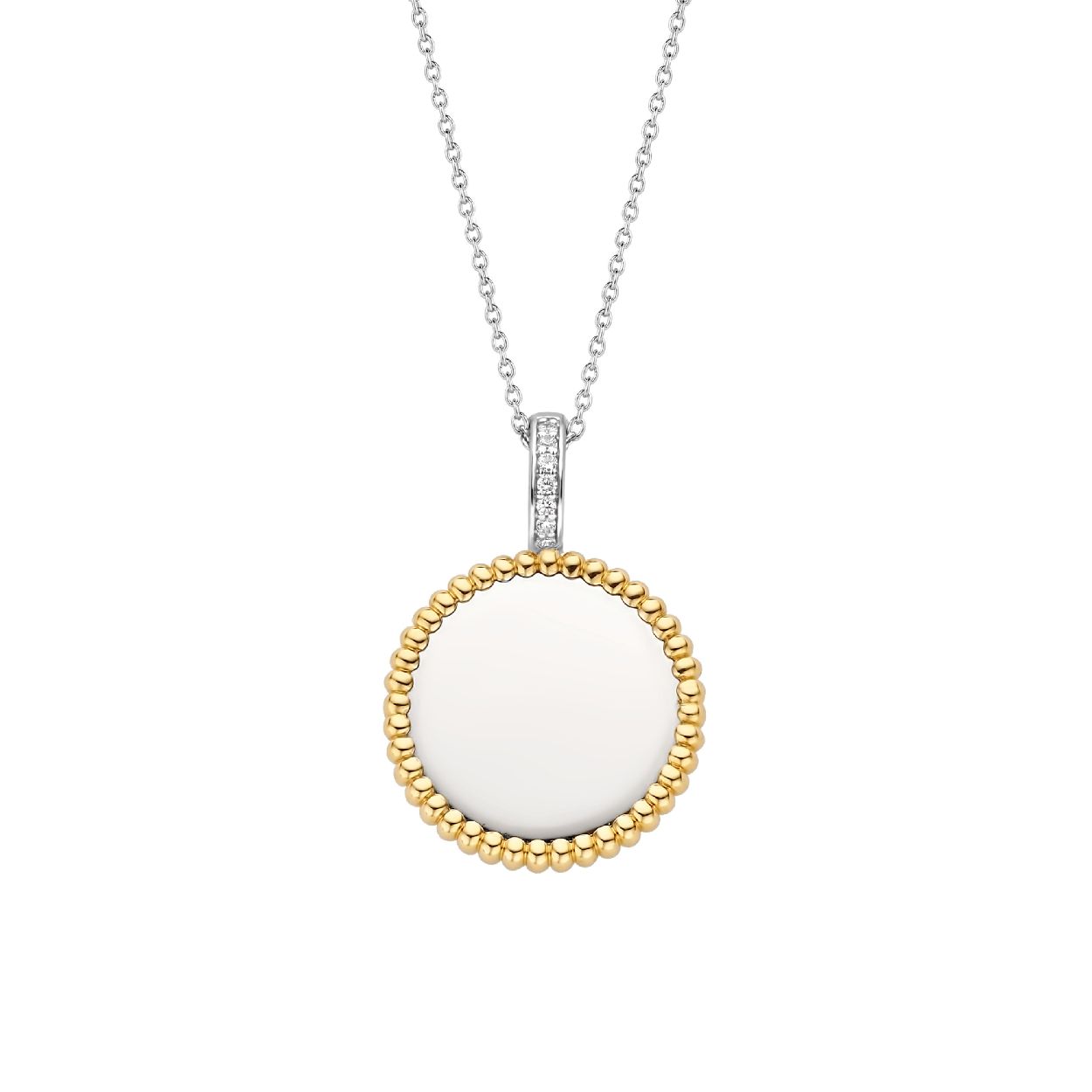 Dit is een Hanger van het merk TI SENTO Milano. Dit sieraad heeft de volgende kleur: Zilver geel verguld