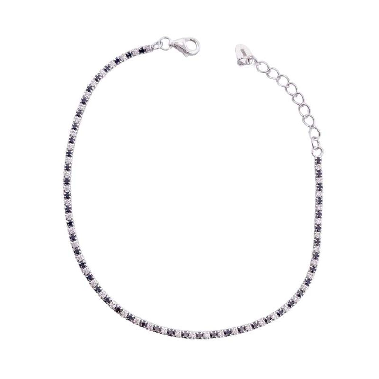 ODM "Tennis wh/zwart 1,5CZ" armband (925/gerhodineerd) 17+3cm