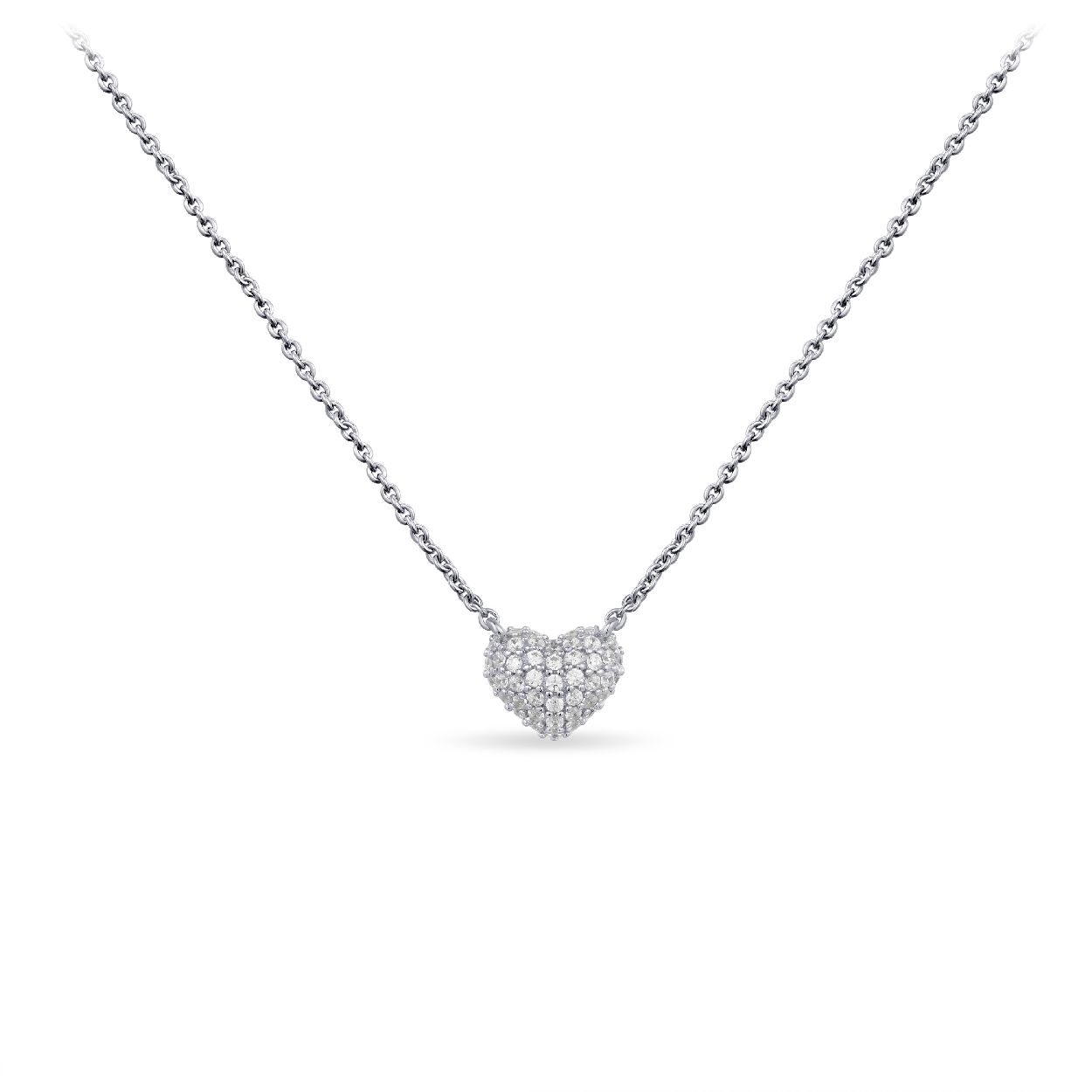 Zilveren collier met hartje pavé gezet met zirkonia's 