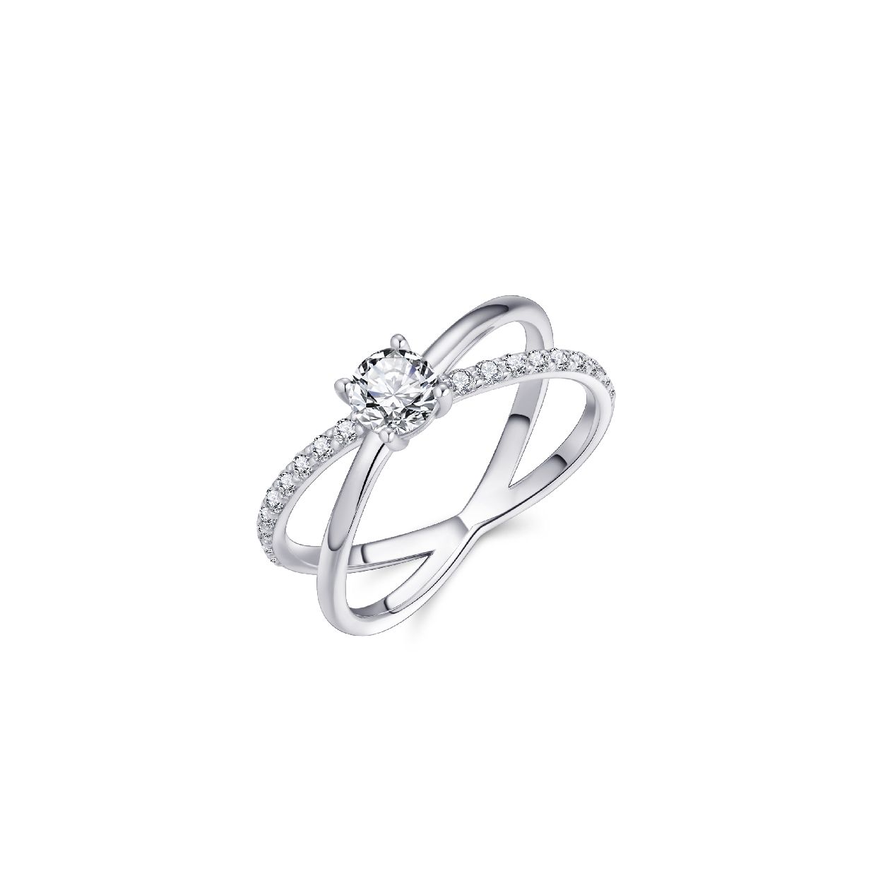 Gisser jewels Crossed band solitair ring