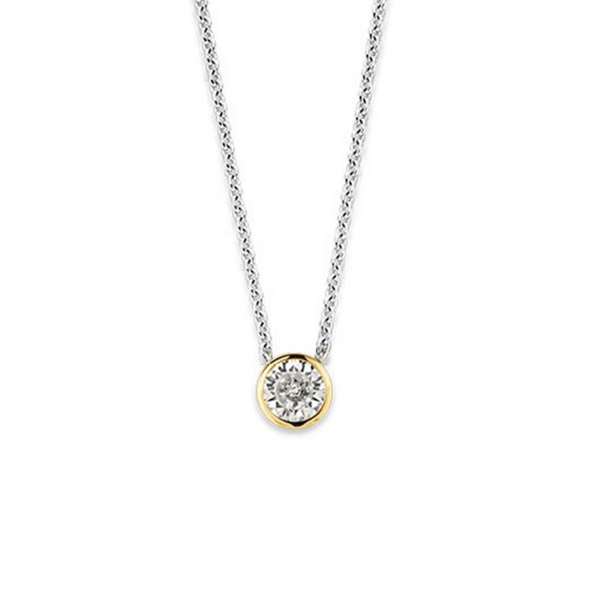 Ti Sento - Zilver collier met  vergulde zirconia hanger, 38/48cm - 3845ZY/42