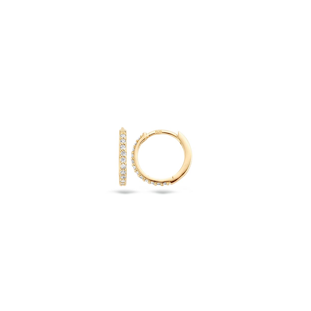 Schitterende Blush oorbellen van 14k goud met zirkonia.